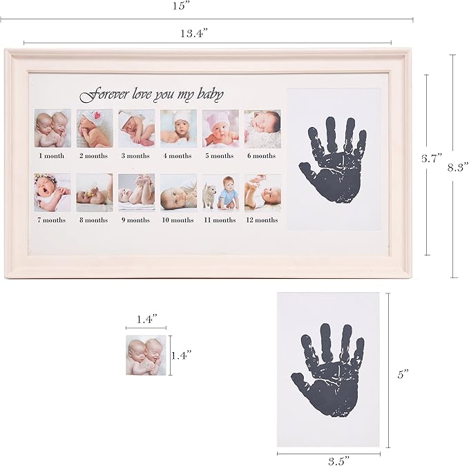 Lucky Tree Infant/Baby Keepsake Frames: Capture 12 Newborn Handprints in Photos