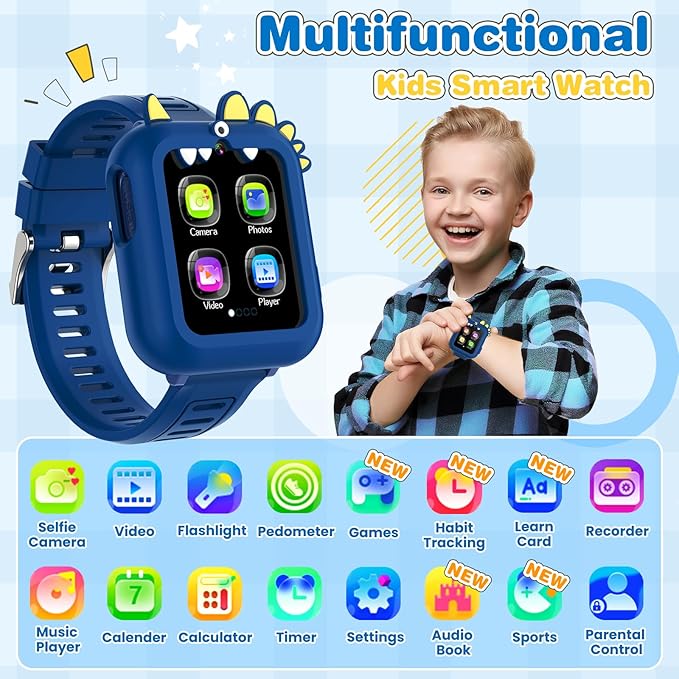 Cosjoype Smart Watch for Kids Age 4-12, 39 Games Touchscreen Boys Watch with Camera Music Player Pedometer Flashlight, Kids Toys Christmas Birthday Gifts for Boys Girls Age 5 6 7 8
