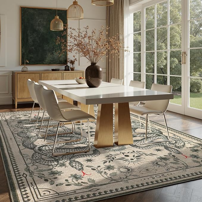 DCX Washable 8x10 Snake Rug, Soft Low Pile Carpet, Kid & Pet Friendly - Image 3