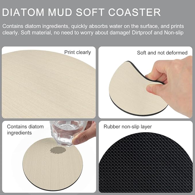 Cream Thin Lines Coasters Set of 4, Absorbent Coasters - Image 9