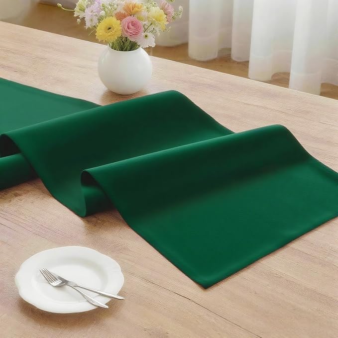 MEANMOY Green Table Runner 36 Inches Long Waterproof Washable Table Runners | - Image 3