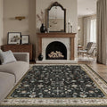 DCX Machine Washable Black Area Rug 9x12, Non Slip Stain Resistant Vintage Area by DCXWashableRug
