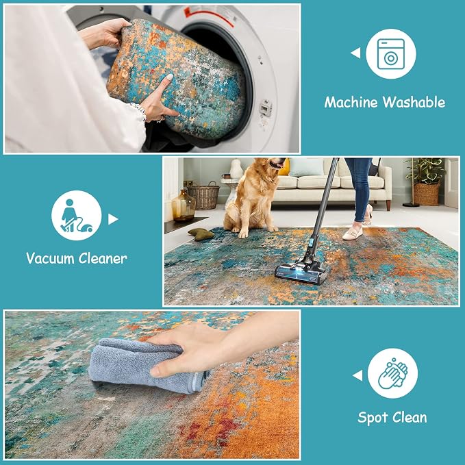 Lahome Modern Abstract Round Rug - 4Ft Colorful Rugs - Image 4