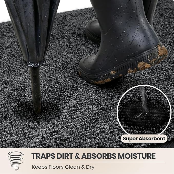 PURRUGS Dirt Trapping Door Mat 20" x 31.5", Non-Slip Machine Washable Entry Rug - Image 2