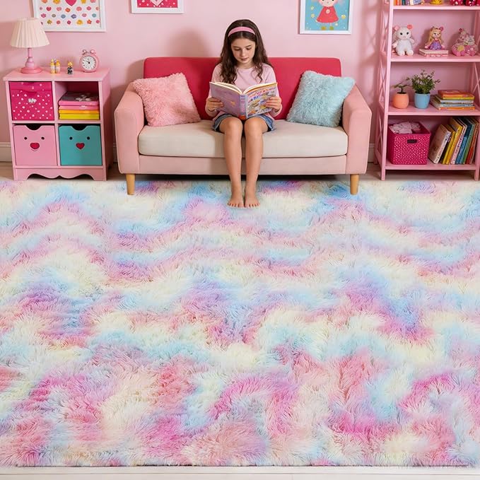 5x7 Plush Fluffy Area Rugs, Large Soft Carpet, Upgraded Non-Slip Rectangular Rug - Image 3