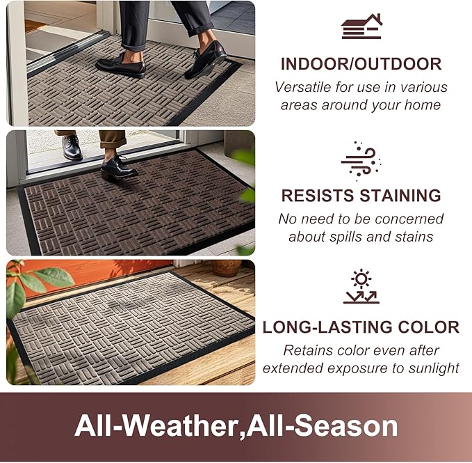 Mibao Front Door Mat Outdoor Entrance, Waterproof Dirt Trapper Doormat - Image 5