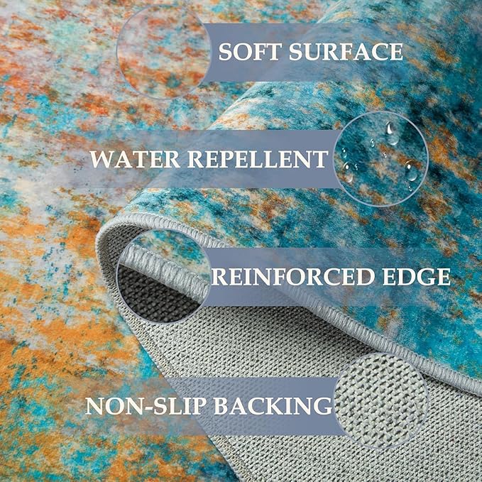 RELEANY Washable Area Rugs 2'x3' Non-Slip Modern Abstract Soft - Image 4