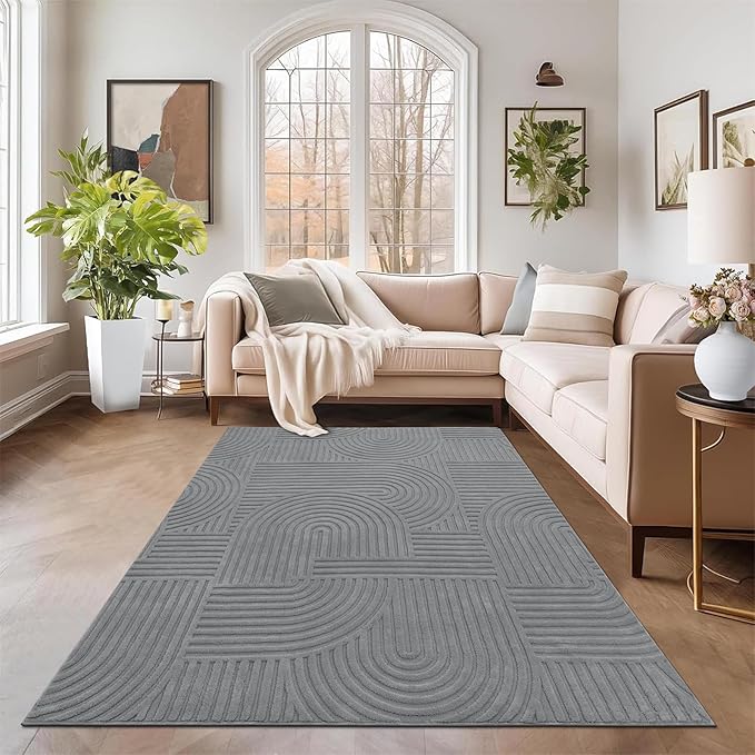 Pauwer 5x7 Washable Area Rugs for Living Room Modern Grey Solid Color Soft - Image 6