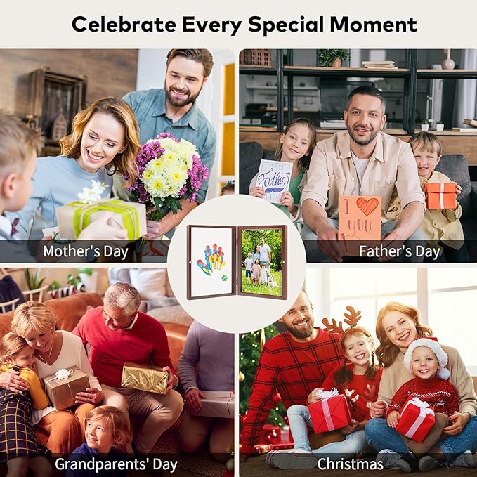 Omrhvi Family Handprint Kit, DIY Craft Keepsake, Hand Print Photo Frame, Family Gifts for New Mom, New Baby, New Parents, Grandparents, Mother's Day, Father's Day, Adoption Day, Anniversary