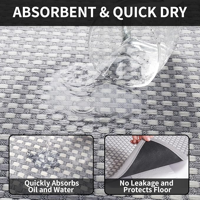 YDKGL Kitchen Mat Kitchen Rugs Sets of 2 PCS Non Slip Washable, Super Absorbent - Image 4