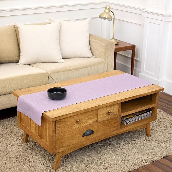 Solino Home 100% Pure Linen Table Runner Lavender Woven, Athena 14 x 48 in | by SolinoHome