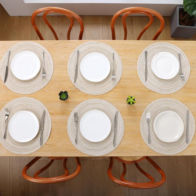 SHACOS Round Braided Placemats Set of 4 Washable Table Placemats Cotton - Image 7