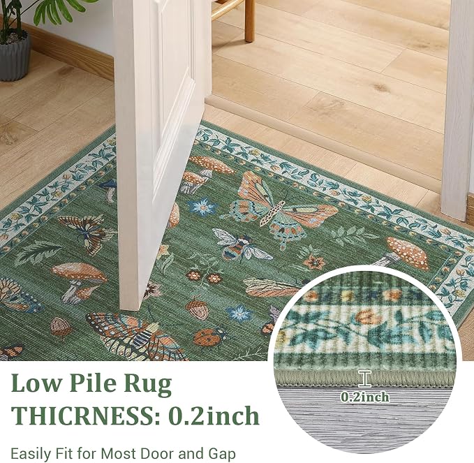 Mushroom Insect 6ft Round Rug Washable Non-Slip Soft Ultra-Thin Boho Circle - Image 6