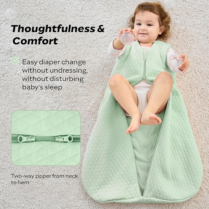 JELLYMONI Baby Sleep Sack TOG 2.5, 18-24 Months Winter Baby Wearable Blanket, 100% Cotton Infant Sleeping Sack 2-Way Zipper Warm Quilted Sleepsack