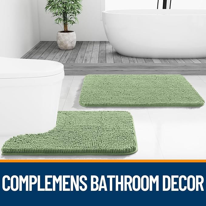 OLANLY Toilet Rugs U-Shaped 24x24, Extra Soft Absorbent Chenille Contour - Image 7