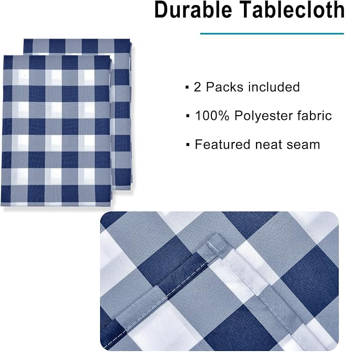 Checkered Tablecloth, 2 Pack, 60 x 120 inch, Stain and Wrinkle Resistant - Image 4