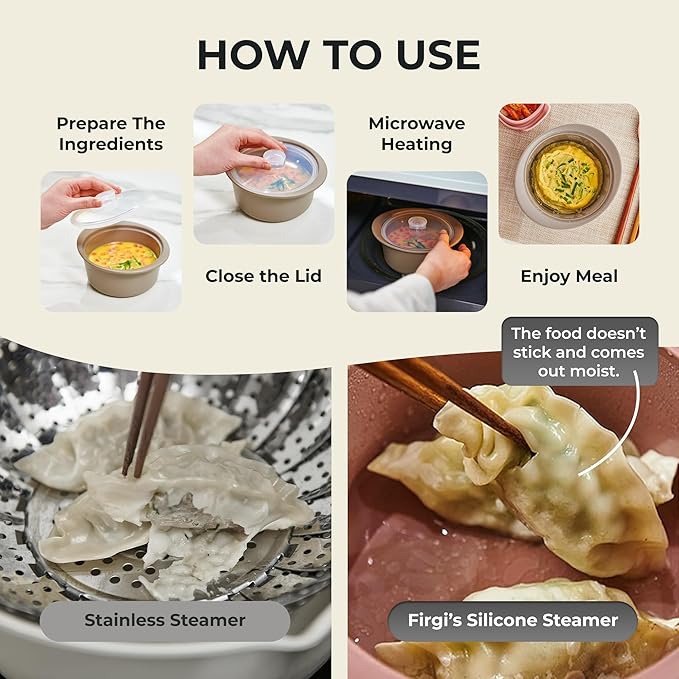 20oz Platinum Silicone Microwave Steamer Pot with Handle & Lid - Korea 100% Food-Grade Steamer Bowl, Heat-Resistant Cooker with Steam Holes, Easy Clean, Dishwasher Safe, Yellow