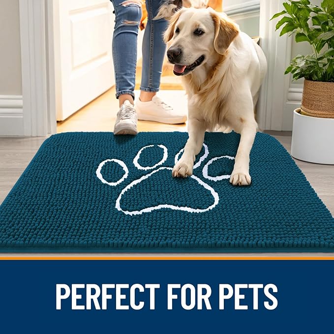OLANLY Dog Door Mat for Muddy Paws 45x27, Paw Print Design, Absorbs Moisture - Image 6