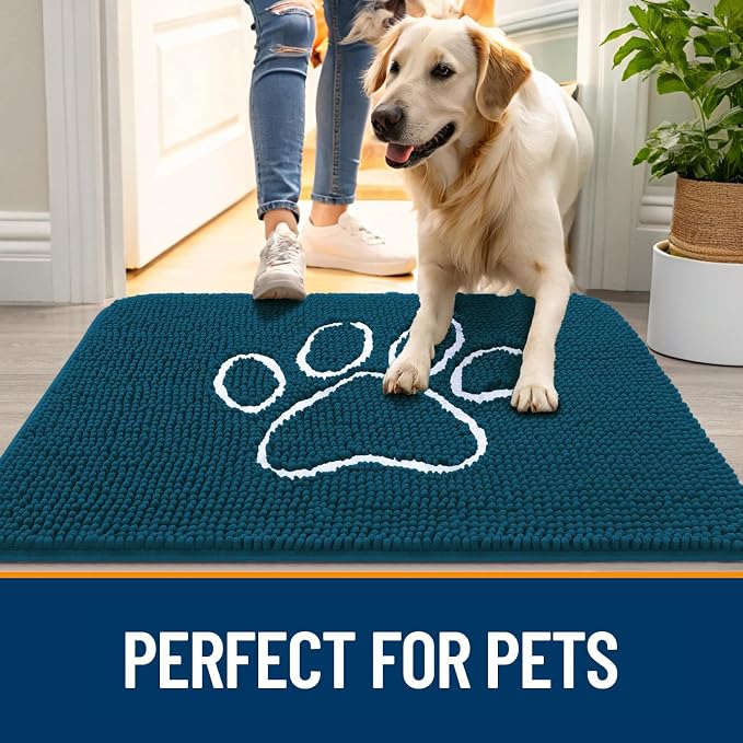 OLANLY Dog Door Mat for Muddy Paws 35x24, Paw Print Design, Absorbs Moisture - Image 6