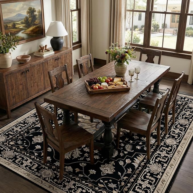 RELEANY Area Rugs Large 9'x12' Washable Non-Slip, Floral Vintage Distress - Image 3