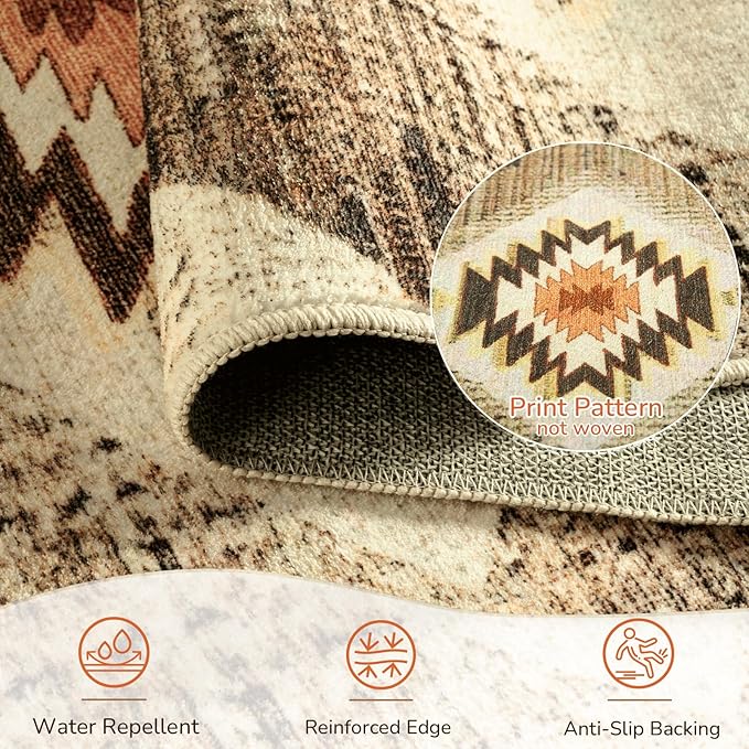 BESTSWEETIE Area Rug 4x6 Rug Machine Washable Non-Slip Low Pile Print Pattern - Image 3