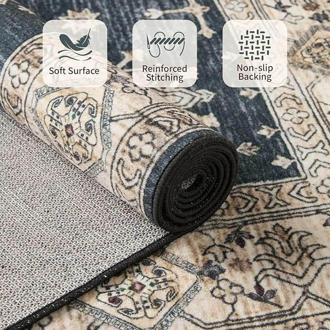 Rugxara Area Rugs for Living Room Bedroom, Washable Rug, Non Slip & Low Pile - Image 5