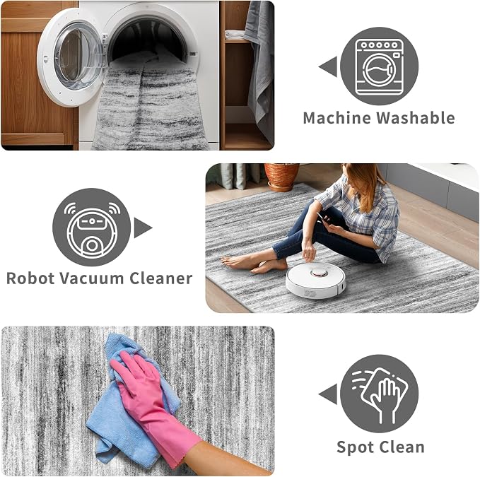 2x10 Washable Runner Rugs for Hallway: Easy-to-Clean Abstract Runners for - Image 4