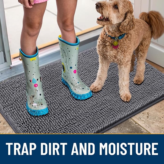 Smiry Dog Door Mat for Muddy Paws 48x30, Absorbent Dirt Trapper, Non-Slip - Image 3