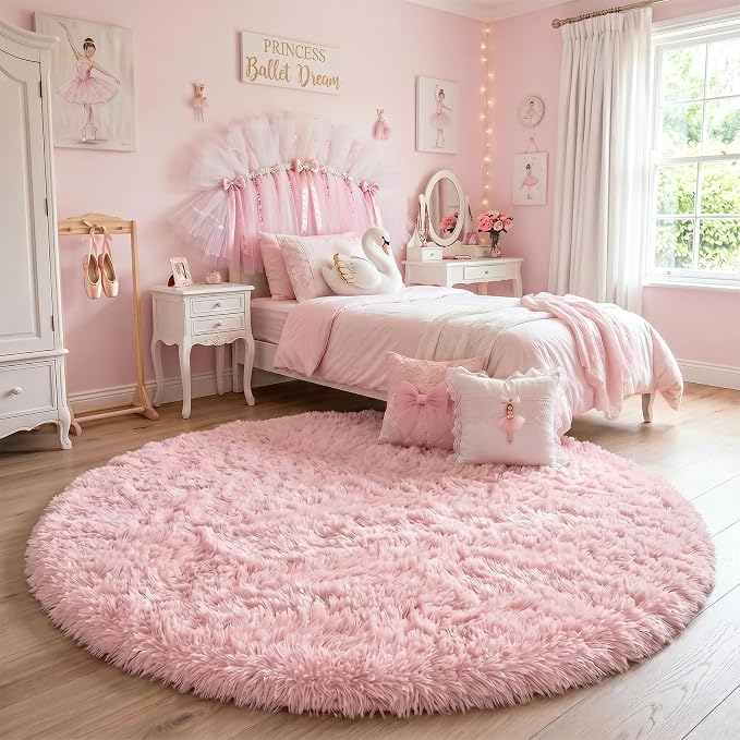 Amdrebio Pink Round Area Rugs 7Ft - Image 5