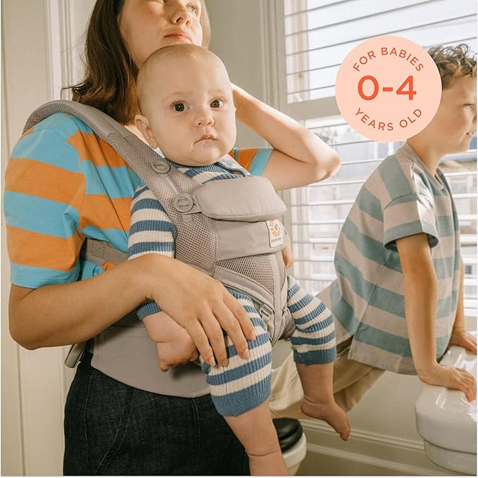 Ergobaby Omni Classic Baby Carrier Newborn to Toddler - Breathable Baby Carriers for Summer - All-Position Carrier with Lumbar Support (7-45 Pounds), Mesh, Pearl Grey