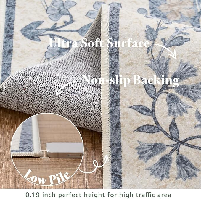 jinchan Zenith Round Rug 4ft Area Rug Soft 4'Round Floral Aesthetic Rug - Image 6