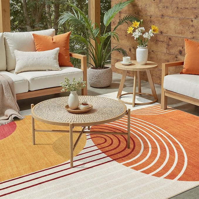 DCX Abstract Machine Washable 5x7 Rug, Mid Century Modern Rug - Image 4