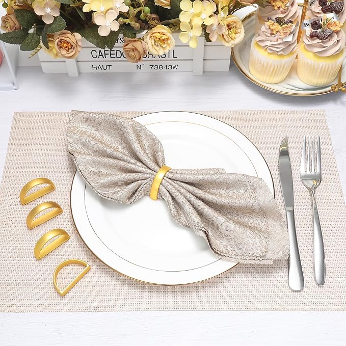 KPOSIYA Napkin Rings Set of 48, Matte Gold Napkin Rings Bulk - Image 2