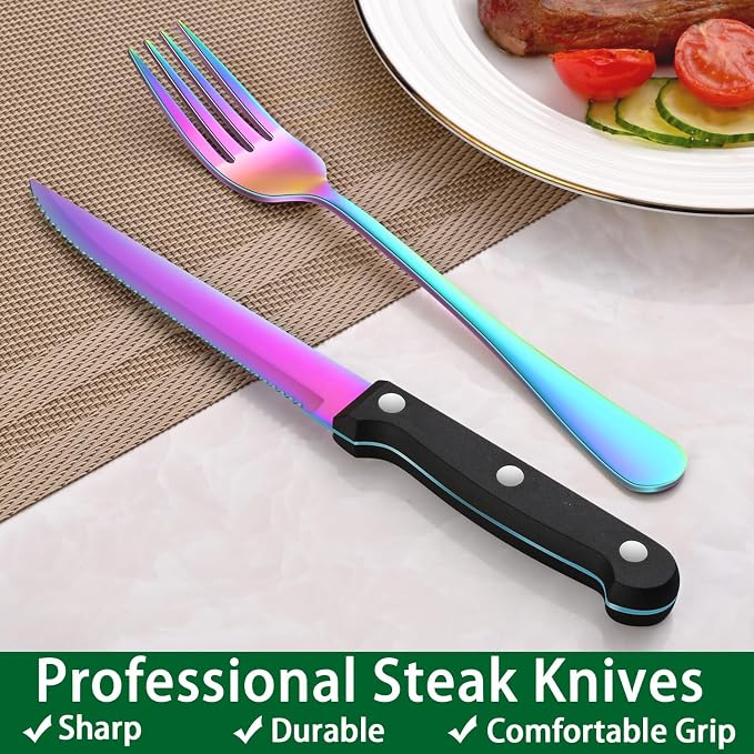 Rainbow 24 Pieces Stainless Steel Silverware Sets - Image 5