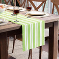Encasa XO Table Runner, Woven Cotton Dining Runner 13"x120" Franca Lime Stripes by EncasaXO