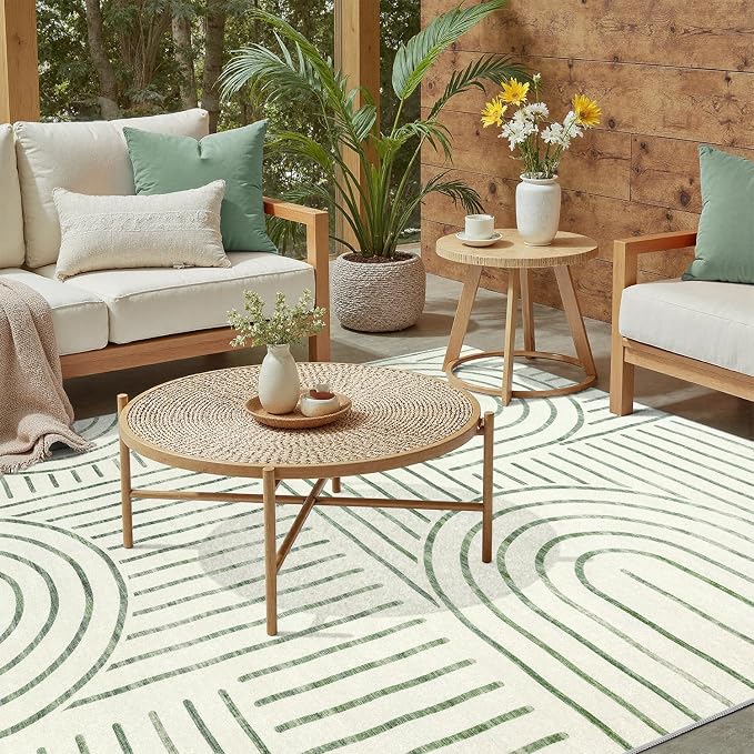 DCX Abstract Machine Washable 3x5 Rug, Sage Green Modern Accent Rug - Image 2