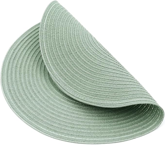 SHACOS Round Placemats Set of 4 Woven Braided Table Placemats 15 inch Cotton - Image 5
