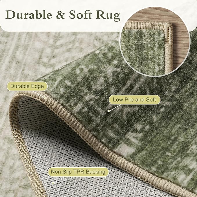 8x10 Area Rugs for Living Room Non Slip Machine Washable Rug Distressed - Image 5