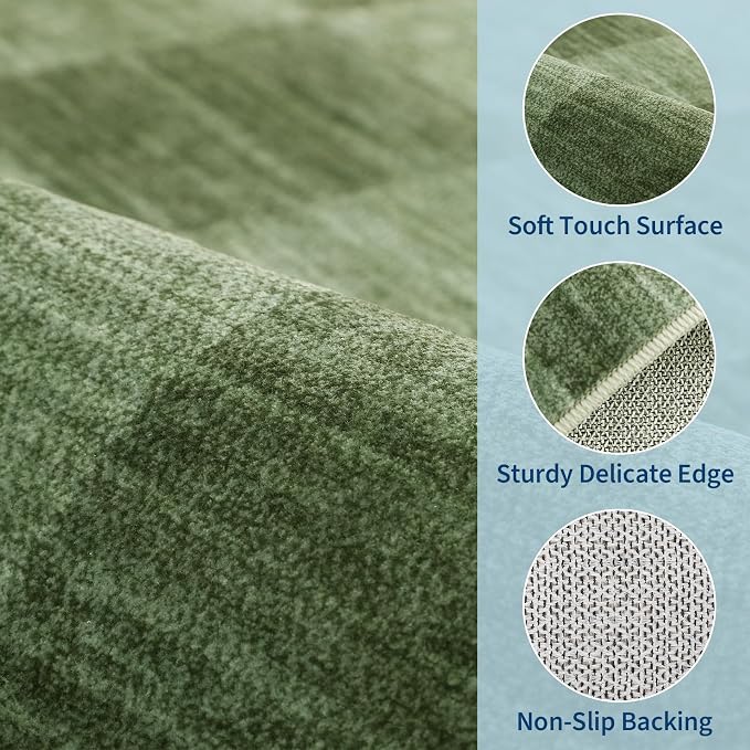 GarveeHome 2×6 Kitchen Runner Rug Non Slip, Moss Green Checkered Rug, Washable - Image 5