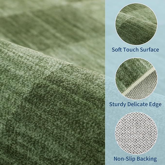 GarveeHome Moss Green Checkered Rug 5×7 Area Rugs - Image 6