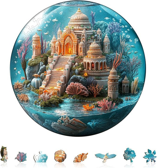 Jigfoxy Wooden Puzzles for Adults, Indian Temple Sanctua Wood Puzzles Adult, Unique Animal Shape Wooden Jigsaw Puzzles for Adults, Birthday Gifts for Puzzle Lovers, Family, Friend (S-8.5*8.5in-100pcs)