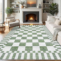 GarveeHome 9×12 Area Rugs for Living Room, Sage Green Checkered Rug, Non-Slip by GarveeHome
