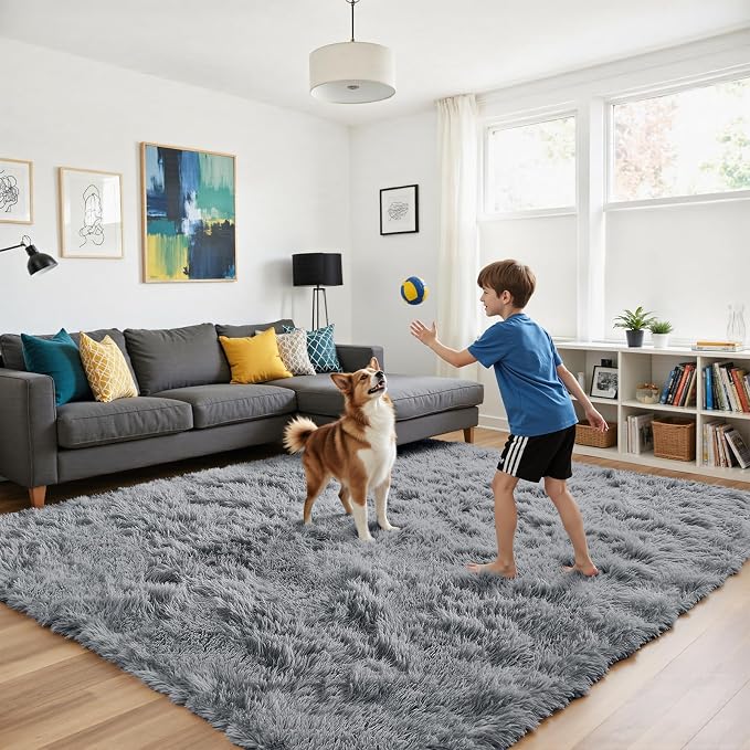 Soft Runner Rugs for Bedroom, Light Grey 2x6 Area Rugs Fluffy Rug Shag Area Rug - Image 4