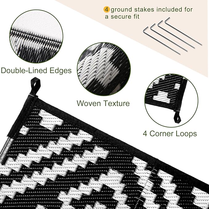 OPPODREAM Outdoor Rug 5x7 Ft, Waterproof Outdoor Plastic Straw Rug - Image 6