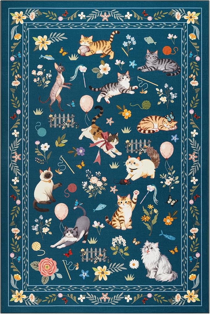Unirea 9x12 Dark Blue Cat Area Rug - Image 2
