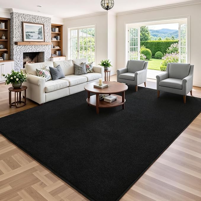 Keeko Area Rugs for Living Room Bedroom 6x9 Black, Soft Modern Large Rugs - Image 3