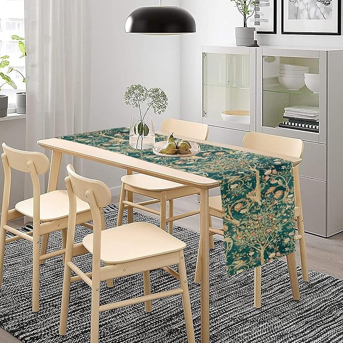 William Morris Original Design Vintage Flowers Green Botanical Printed Table - Image 3
