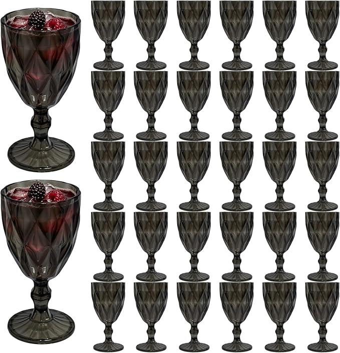 32 Pack Vintage Wine Glasses, Plastic Reusable 12 Ounce Colored Water Goblets by XKXKKE