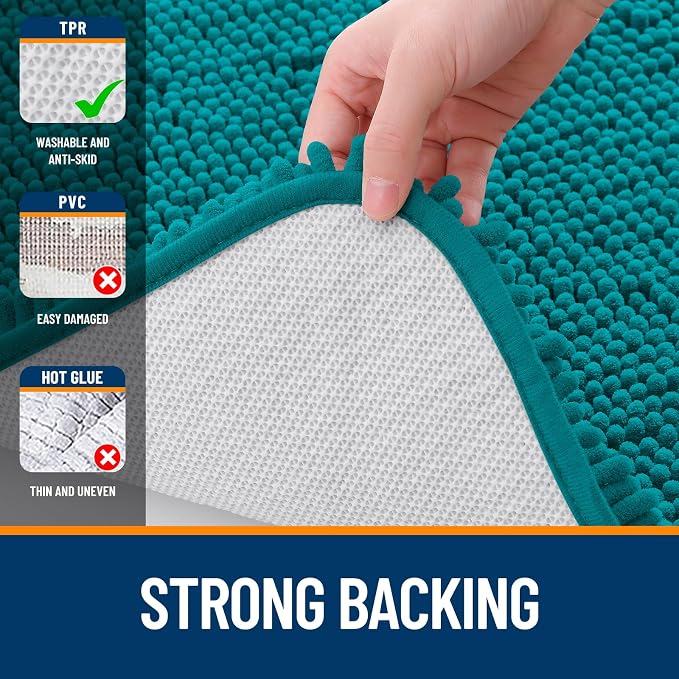 OLANLY Bathroom Runner Rugs 47x17, Soft Absorbent Chenille Bath Rugs, Rubber - Image 6