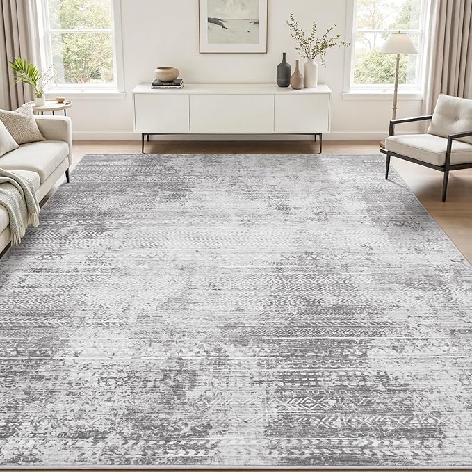 6x9 Area Rugs for Living Room Non Slip Machine Washable Rug Distressed Abstract by Tchdio
